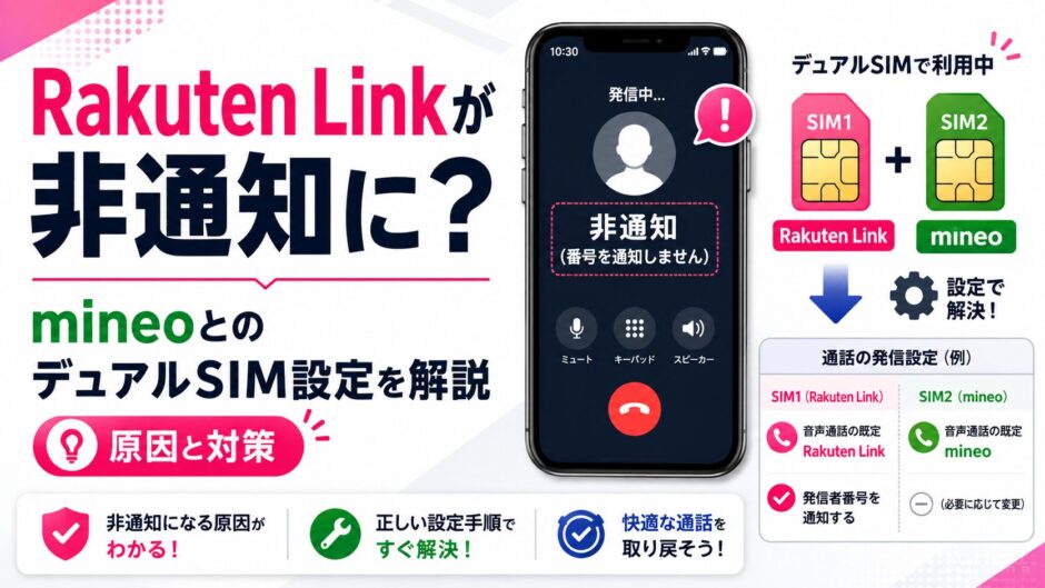 Rakuten Linkが非通知になる原因とmineoとのデュアルSIM設定