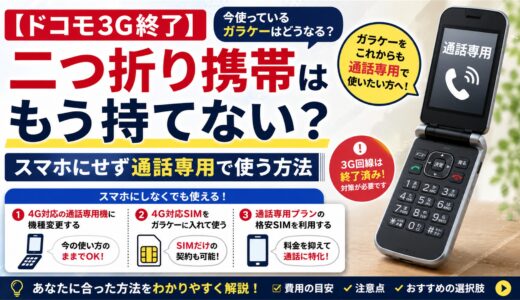 【ドコモ3G終了】二つ折り携帯はもう持てない？スマホにせず通話専用で使う方法