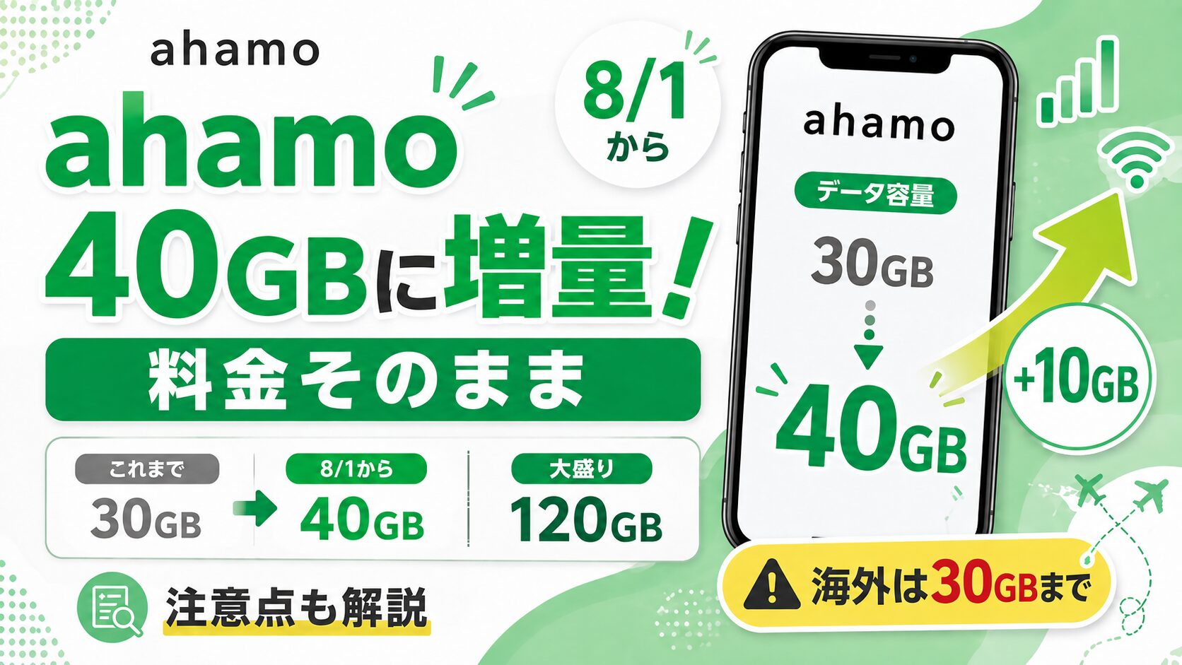 【2026年8月最新】ahamoが40GBに増量！30GB時代と何が変わった？注意点まで徹底解説