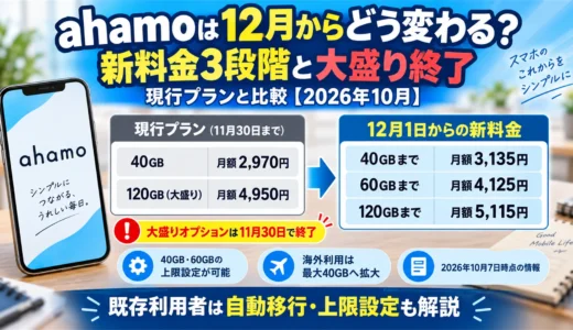 ahamoは12月からどう変わる？新料金3段階と大盛り終了を現行プランと比較【2026年10月】