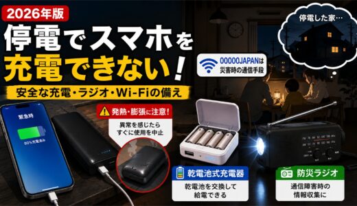【2026年版】停電でスマホを充電できない！安全なモバイルバッテリー・ラジオ・Wi-Fi対策